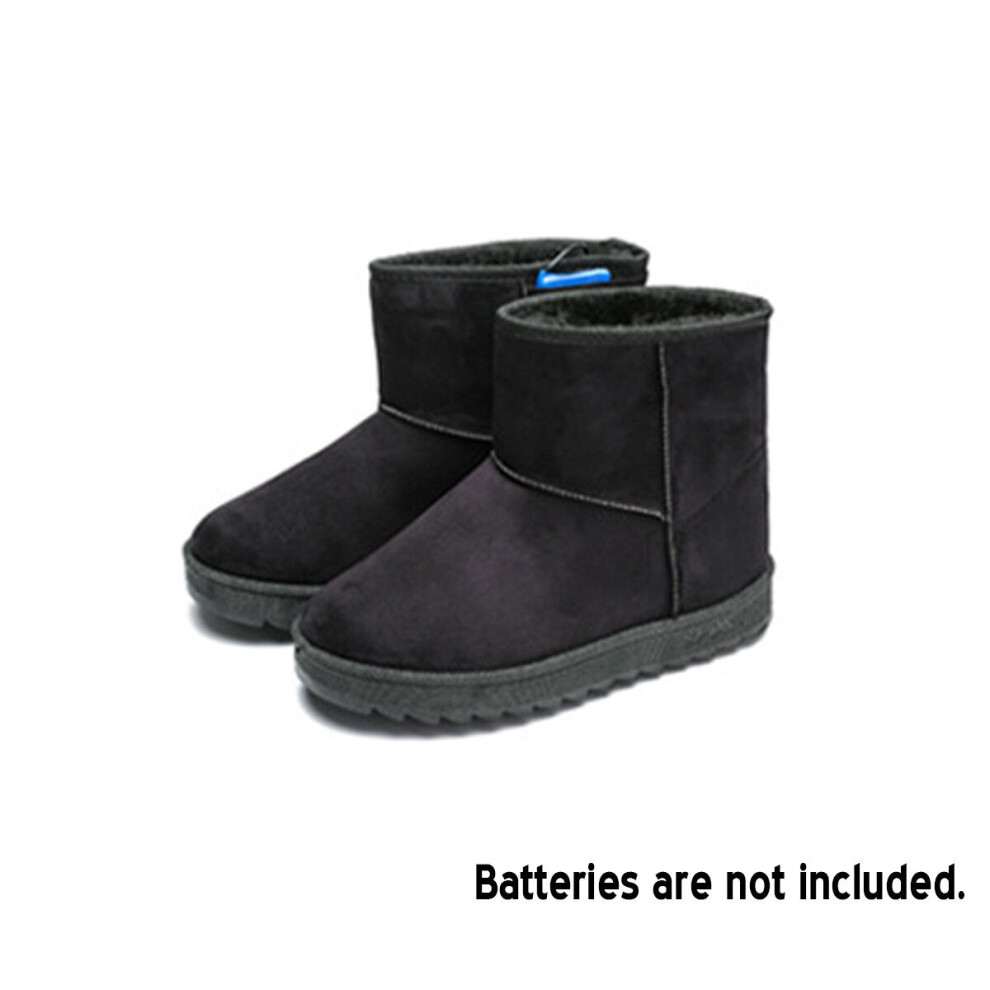 (Black, 42) Electric Heated Snow Boots Winter USB Foot Warmer Shoes Heating Feet Insoles