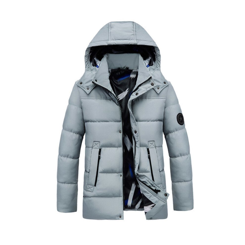 (Gray, M) Electric Unisex Heating Hooded Coats Winter Warm Heated Jacket Detachable Cap