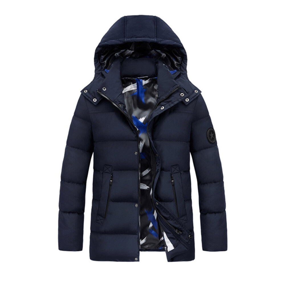 (Blue, M) Electric Unisex Heating Hooded Coats Winter Warm Heated Jacket Detachable Cap