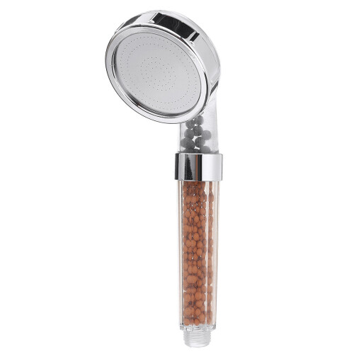 (L) Transparent Shower Head ABS Anion Filter SPA Saving Pressurized Boost Rainfall Shower Head for Bathroom Bathing Travelling 2