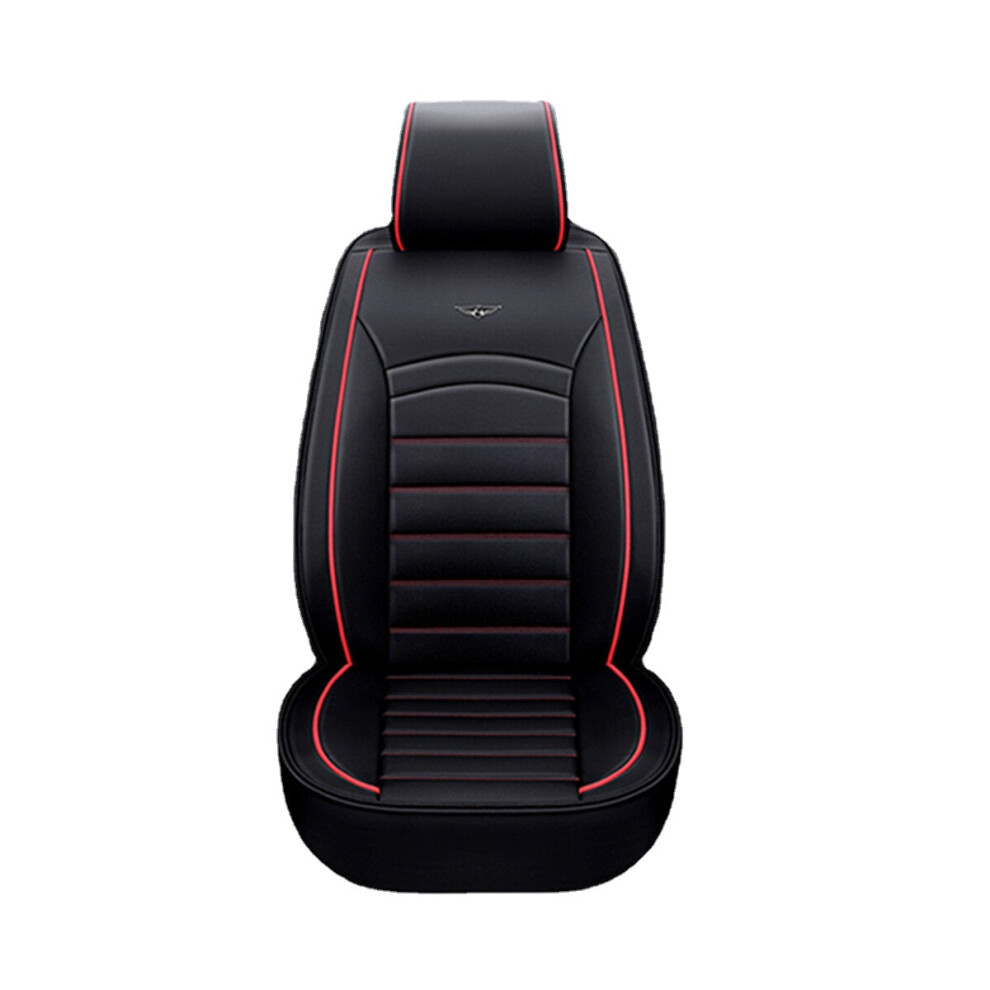 (Black on Red) Luxury PU Leather Full Surround Car Seat Cover Cushion Pet Pad Mat Protector SUV