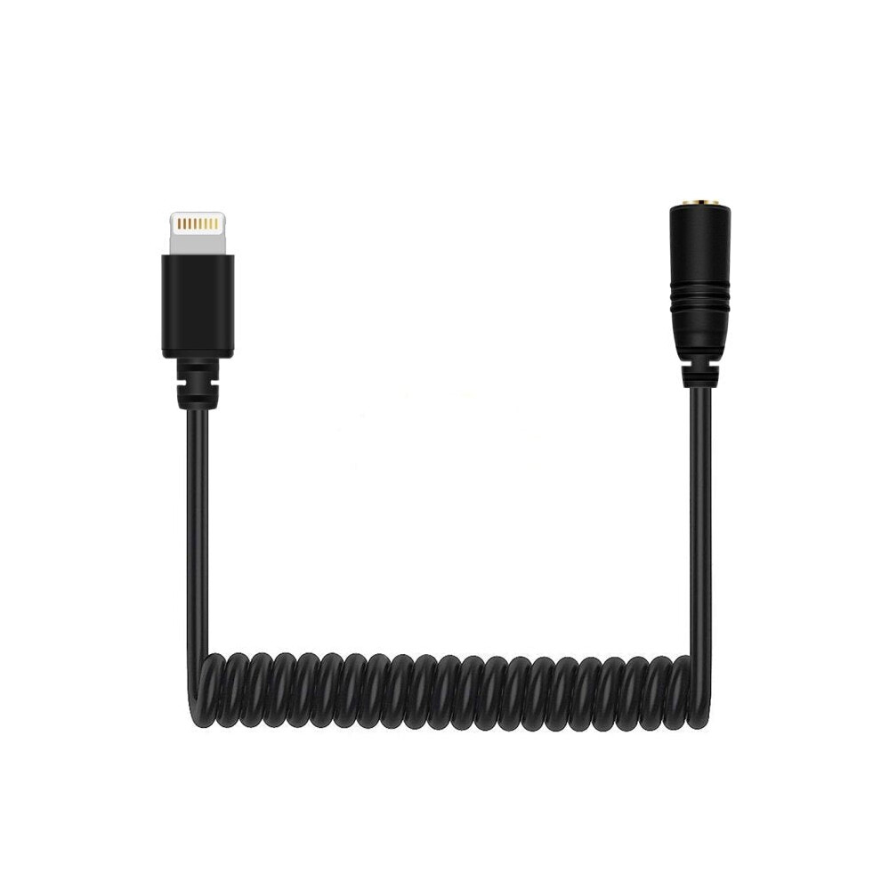 RRS Female to 8 Pin Live Microphone Audio Adapter Spring Coiled Cable for 3.5mm DJI OSMO Pocket Smartphones Cable Stretching to 100cm