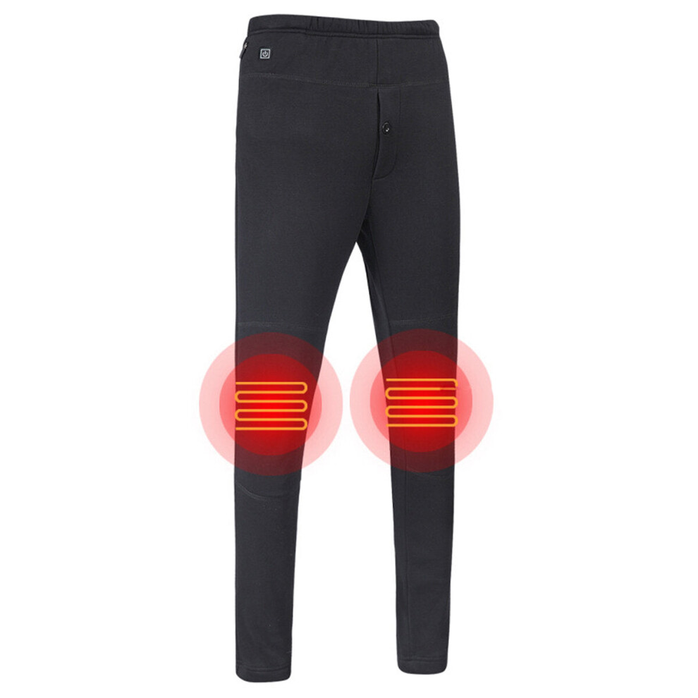 (3XL) USB Electric Heated Pants Trousers Elastic Heating Winter Thermal Legging