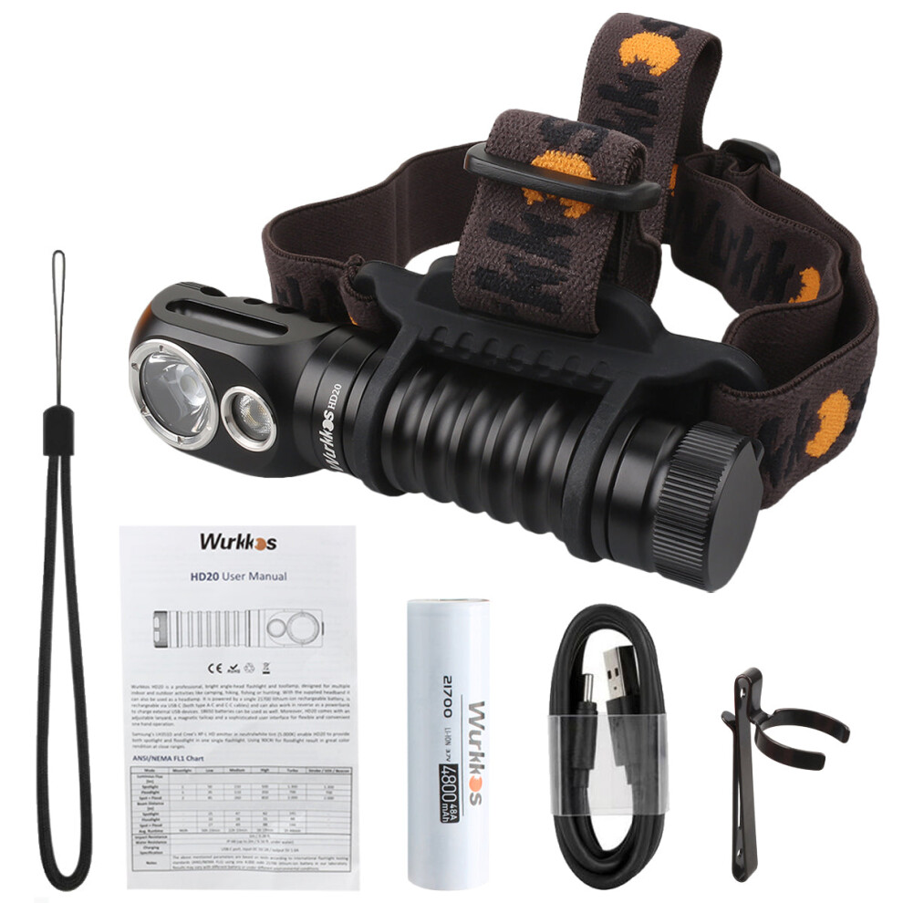 (Black, with 21700 battery) Headlamp Rechargeable 21700 Headlight 2000lm Dual LED LH351D XPL USB Reverse Charge Magnetic Tail Work Camp Light