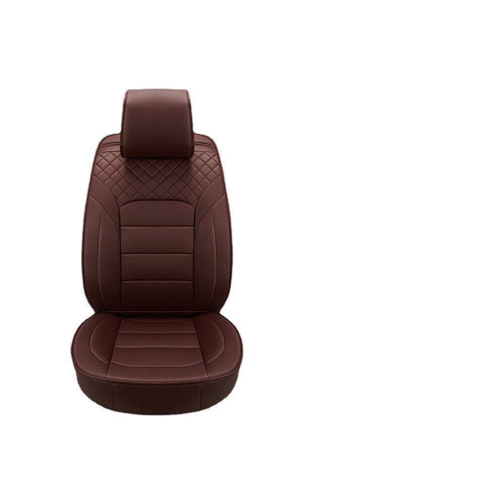 (Coffee Standard Edition) Luxury PU Leather Car Seat Cover Universal 5-Seat Full Set Seat Cover