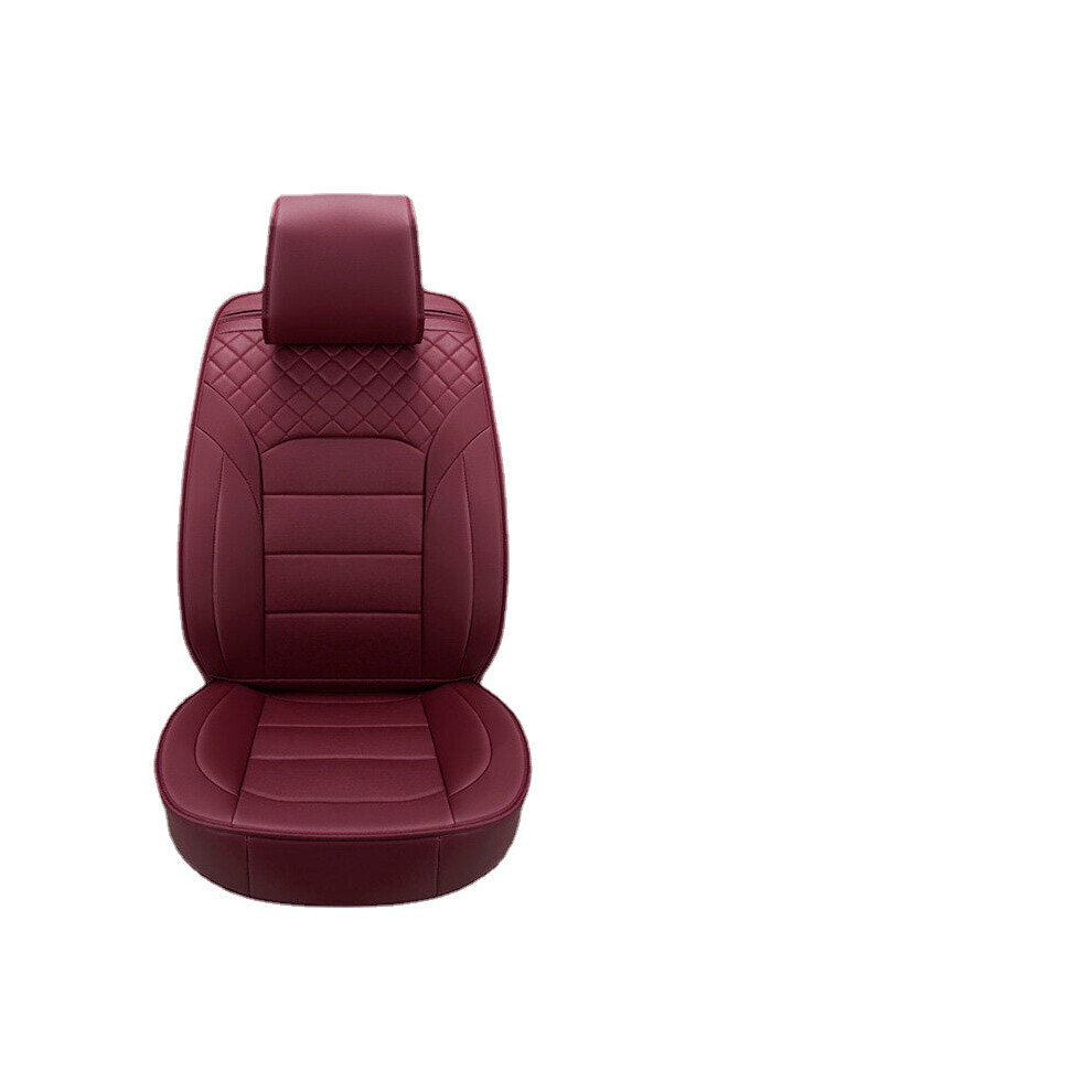 (Burgundy Standard Edition) Luxury PU Leather Car Seat Cover Universal 5-Seat Full Set Seat Cover