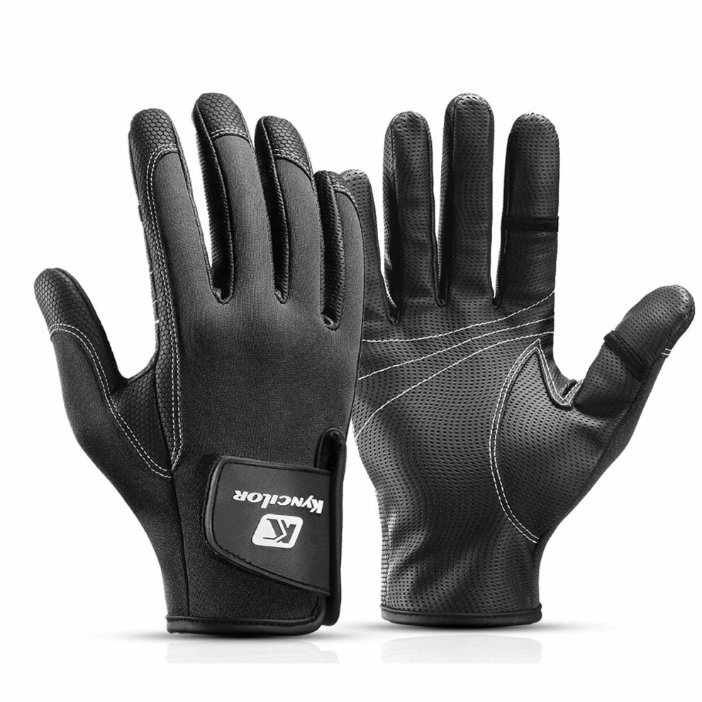 (Black, M) Touch Screen Fishing Gloves Thick Warm Antiskid Men Women Winter Outdoor Sports Guantes