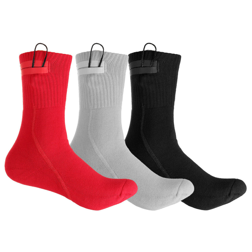 (Grey, Short) Thicken Electric Heated Socks Foot Warmer For Women Men Winter Outdoor Skiing