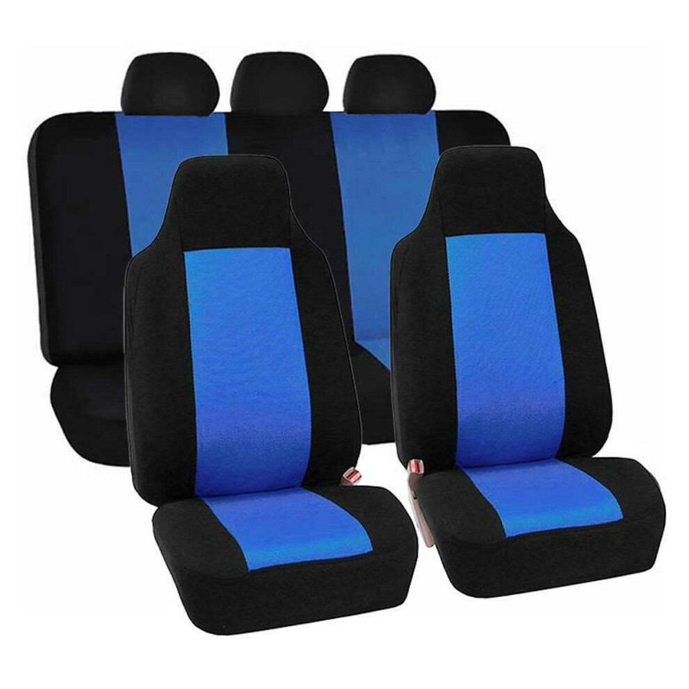 (Front+Rear Blue) Universal Car Full Seat Covers Protector Cushion Front Rear Truck SUV Van