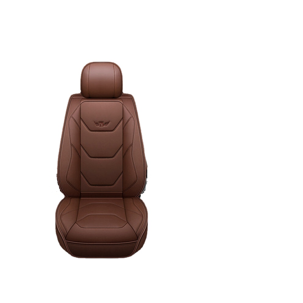 (All Brown) 1 PC Universal Full Car Seat Mat Cover PU Leather Breathable Cushion Pad