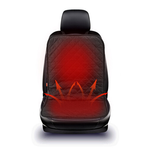 (Black) Universal DC 12V Universal Car Front Heating Seat Cover Cushion Warming Pad Kit 2