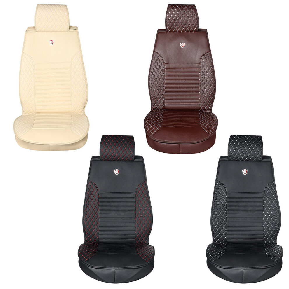 ( & White) Pu Leather Car Seat Cover Deluxe Protector Cushion Front Rear Cover Universal Black/White 1138392344095
