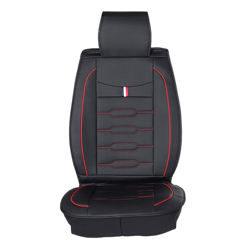 (Black/Red) Universal Car Seat Cover PU Leather Front Rear Cushion Accessories Seat Protect