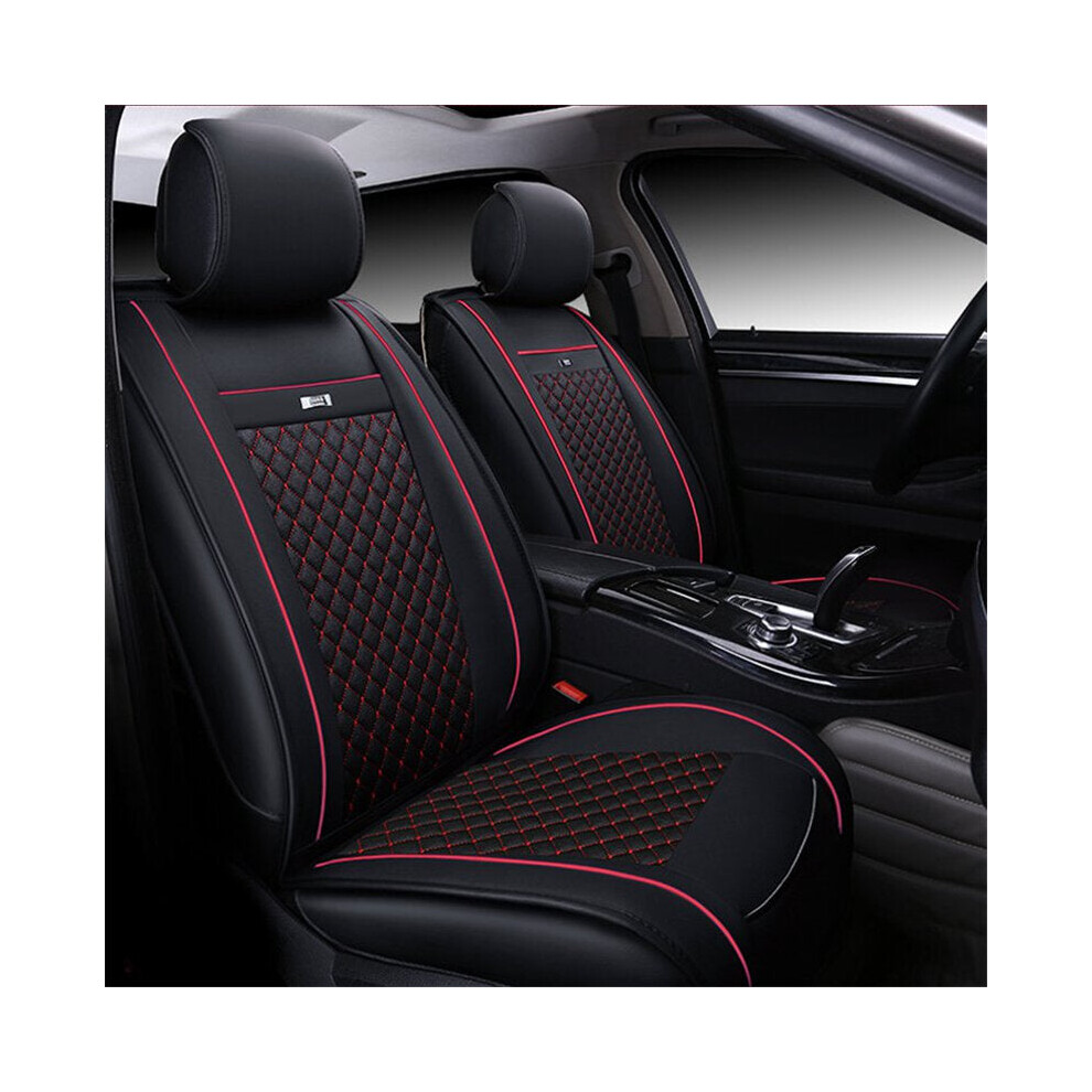 (Black & Red) Universal Car Seat Cover 3D Breathable PU Leather Pad Mat for Auto Chair Cushion