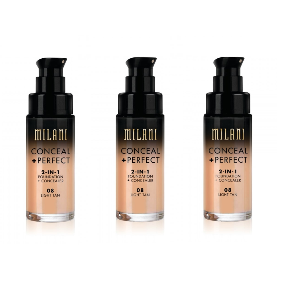 Milani Conceal And Perfect 2 In 1 Foundation + Concealer Light Tan 30ml x3