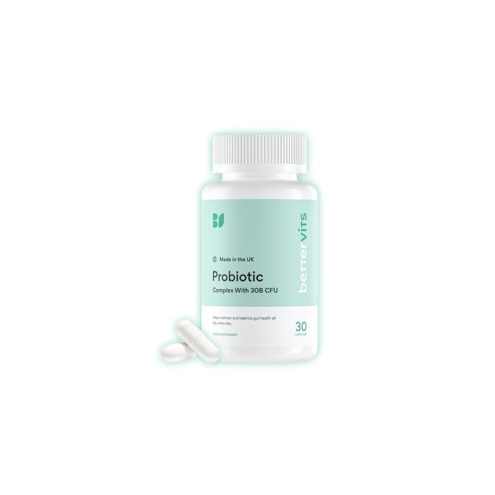 BetterVits Probiotic Complex | 30B CFU | Gut Health | Digestion | Bloating | IBS | with Prebiotic