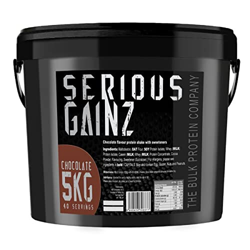 The Bulk Protein Company, SERIOUS GAINZ - Whey Protein Powder - Weight Gain, Mass Gainer - 30g Protein Powders (Chocolate, 5kg)