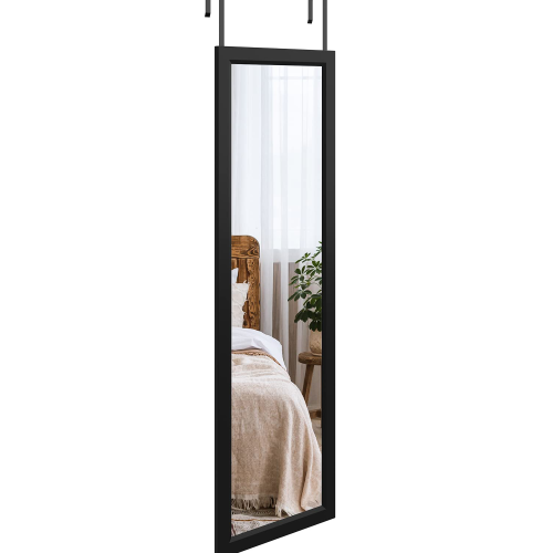(Black) Over Door Mirror Full Length 110x33cm Wall Mounted on OnBuy