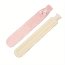 (pink, 53CM) 1pc Long Hot Water Bottle Bag With Detachable Cover, Super Long Rubber Hot Water Bottle Waist, Hand, And Foot Warmer