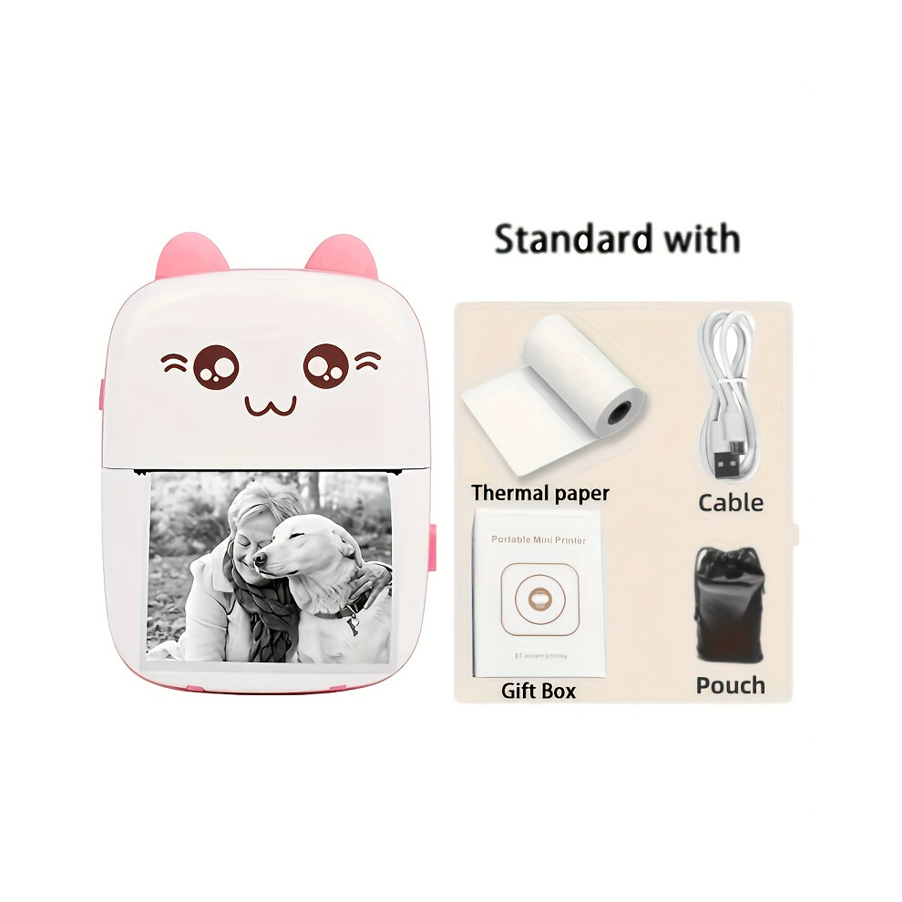 (pink) Wireless Mini Photo Printer Label Printer, Pocket Portable Inkless Thermal Printer Compatible, With IOS And Android