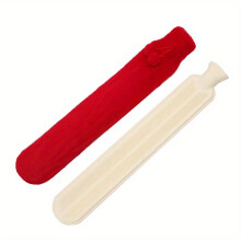 (Red, 53CM) 1pc Long Hot Water Bottle Bag With Detachable Cover, Super Long Rubber Hot Water Bottle Waist, Hand, And Foot Warmer
