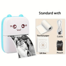(Green) Wireless Mini Photo Printer Label Printer, Pocket Portable Inkless Thermal Printer Compatible, With IOS And Android