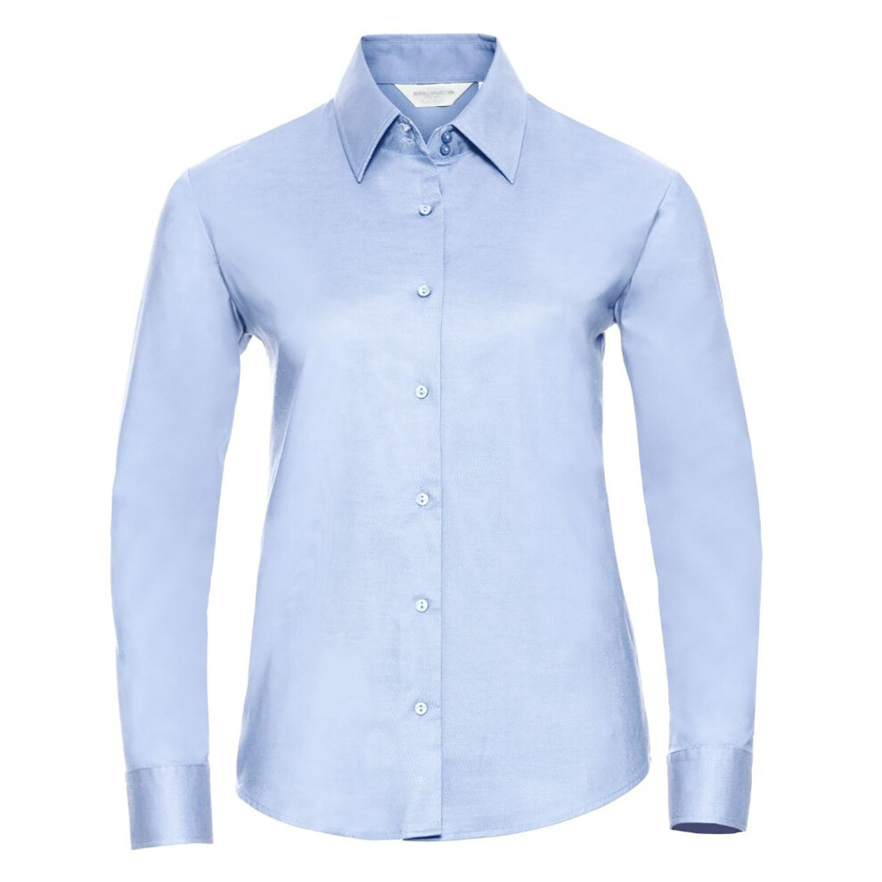 (6XL, Oxford Blue) Russell Collection Ladies/Womens Long Sleeve Easy Care Oxford Shirt