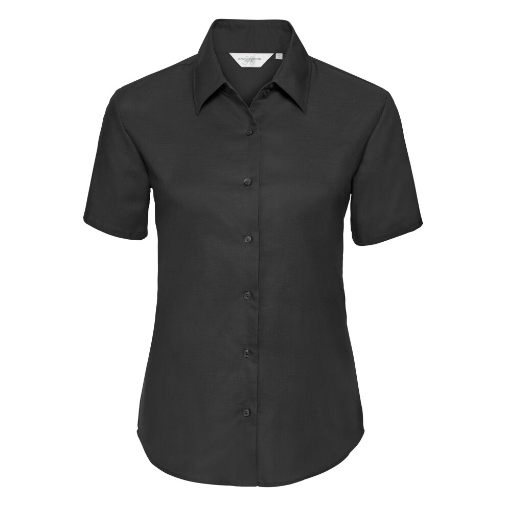 (5XL, Black) Russell Collection Ladies/Womens Short Sleeve Easy Care Oxford Shirt