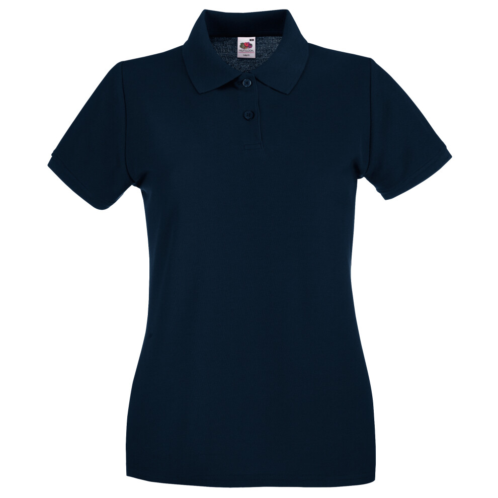 (2XL, Deep Navy) Fruit Of The Loom Ladies Lady-Fit Premium Short Sleeve Polo Shirt