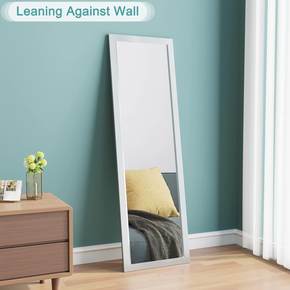 (Silver) Over Door Mirror Full Length 110x33cm Wall Mounted