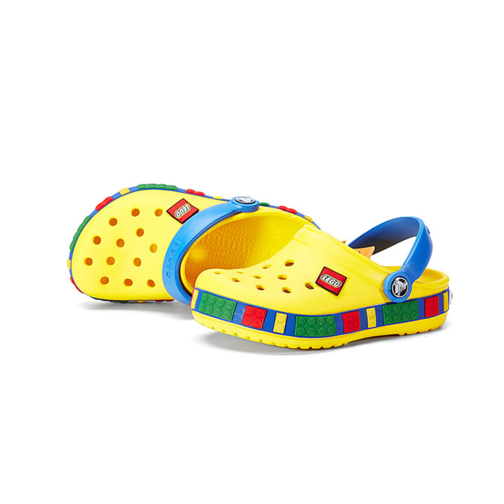 (Yellow/Blue, C8-9=15.5-16cm) Girl Boys Cros Style Crocband Clog Kid Beach Shoes