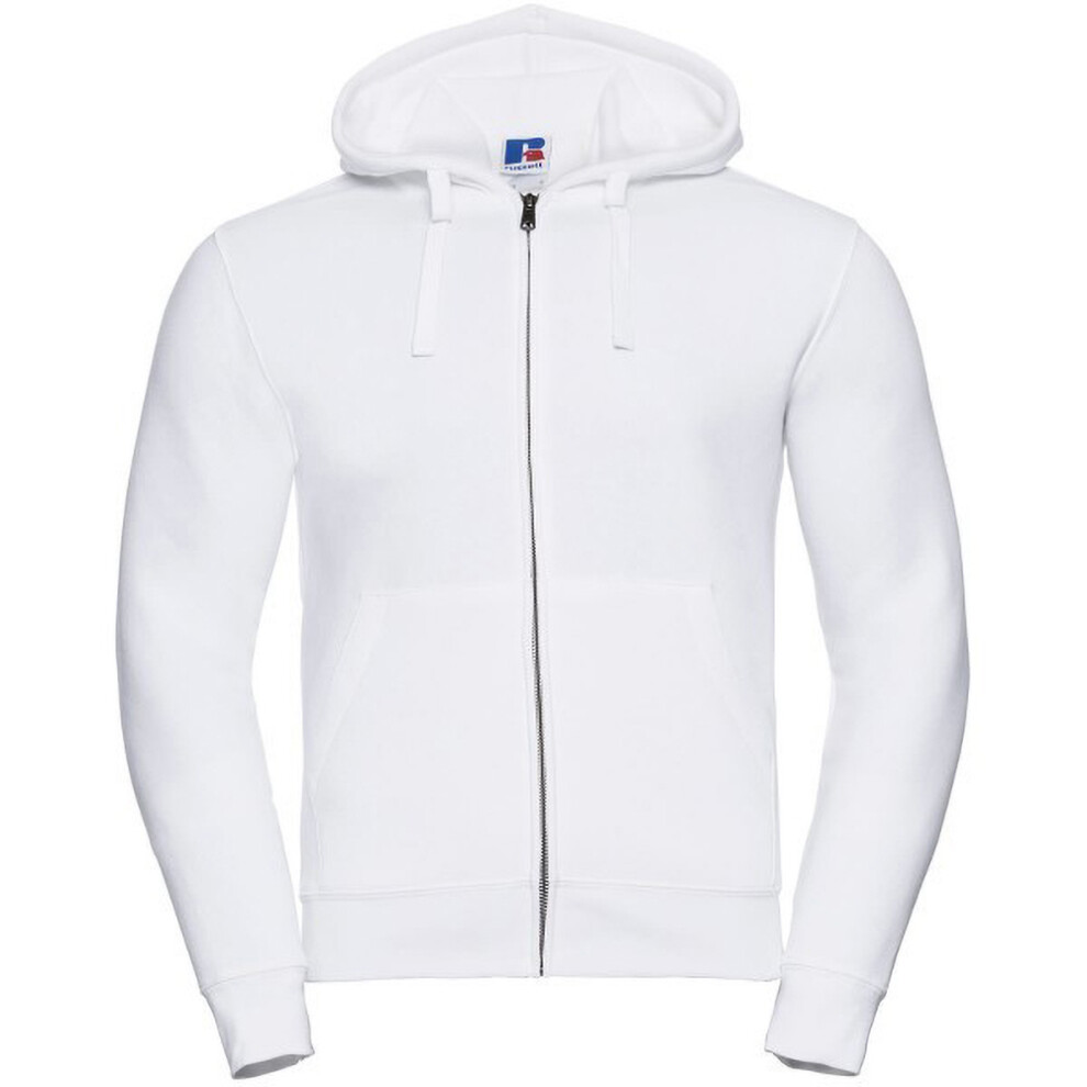 (L, White) Russell Mens Authentic Full Zip Hooded Sweatshirt / Hoodie 
