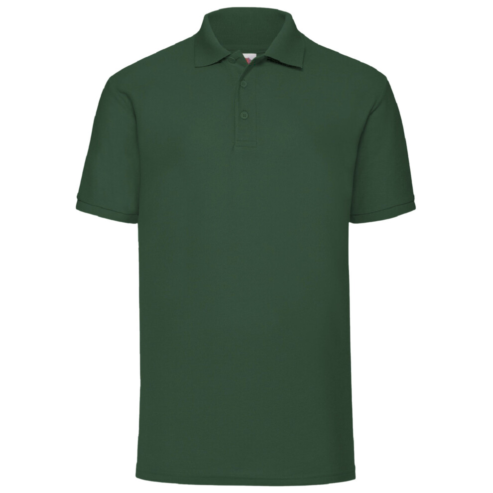 (S, Bottle Green) Fruit Of The Loom Mens 65/35 Pique Short Sleeve Polo Shirt