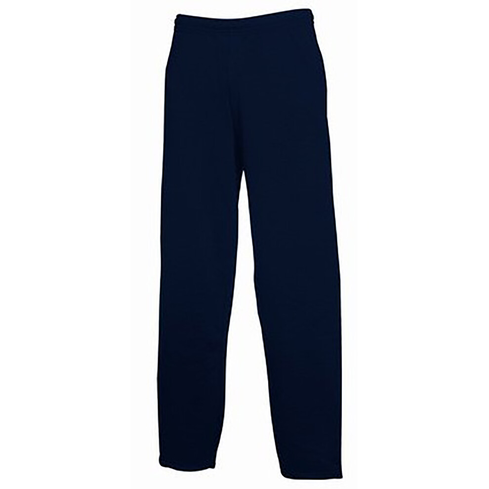 (S, Deep Navy) Fruit Of The Loom Mens Open Hem Jog Pants / Jogging Bottoms