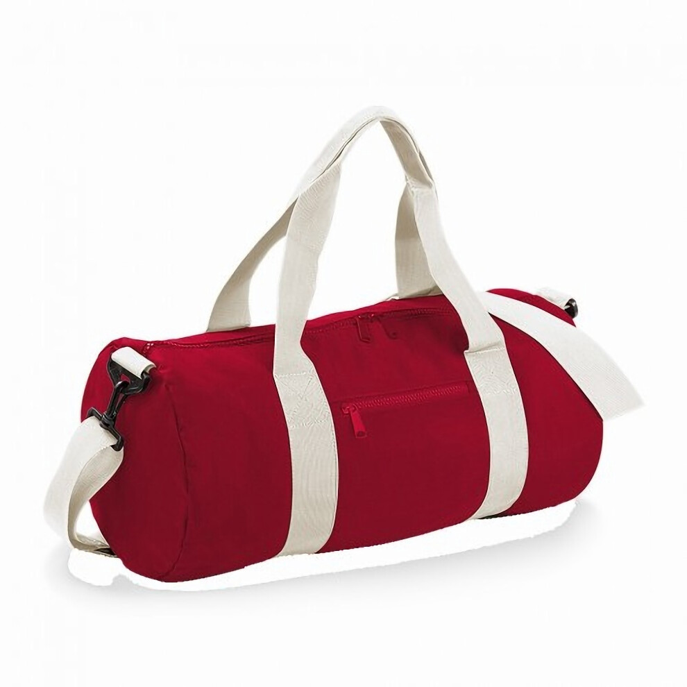 (One Size, Classic Red/Off White) Bagbase Plain Varsity Barrel / Duffle Bag (20 Litres)-image-OPC-P52X5XG-NEW
