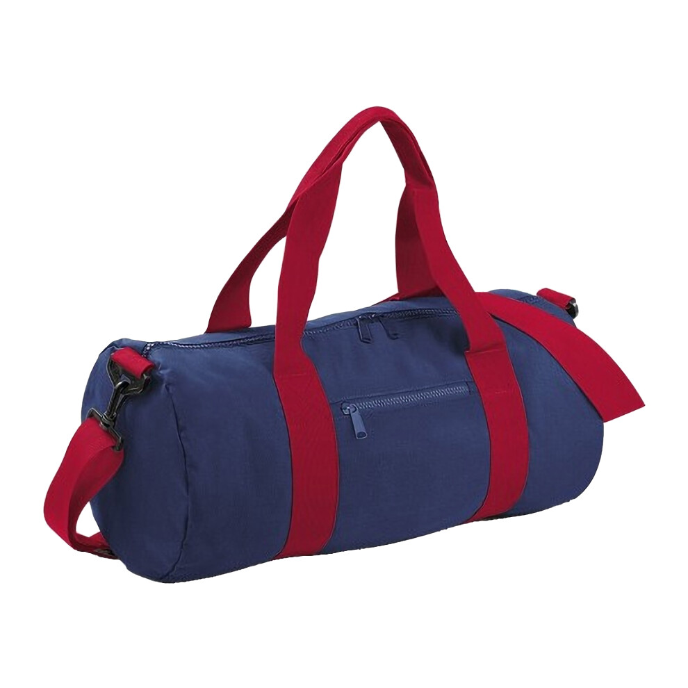 (One Size, French Navy/Classic Red) Bagbase Plain Varsity Barrel / Duffle Bag (20 Litres)-image-OPC-P52X5X7-NEW
