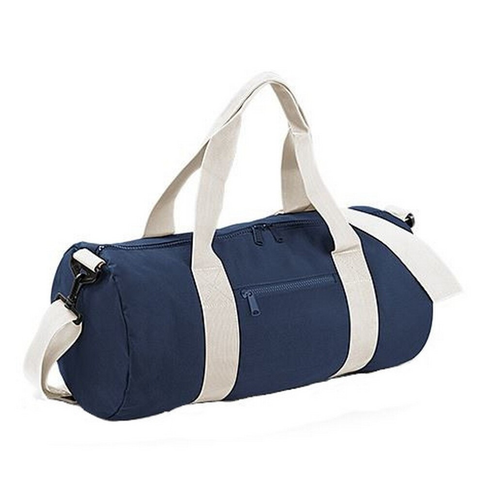 (One Size, French Navy/Off White) Bagbase Plain Varsity Barrel / Duffle Bag (20 Litres)-image-OPC-P52X5XF-NEW