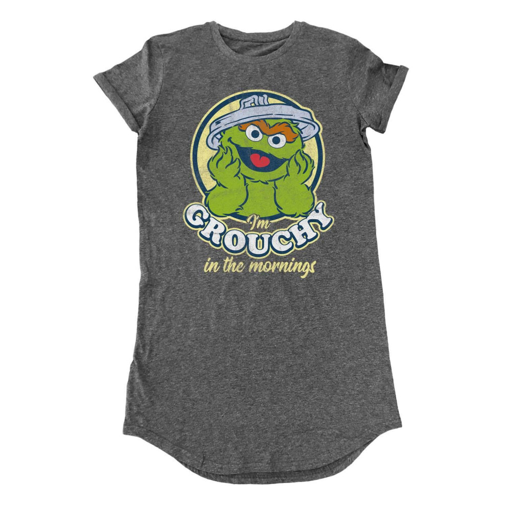 (M, Dark Heather) Sesame Street Womens/Ladies Grouchy In The Morning T-Shirt Dress