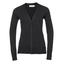 Russell Collection Women's V-Neck Knitted Cardigan - French Navy, Size M, Cotton Blend