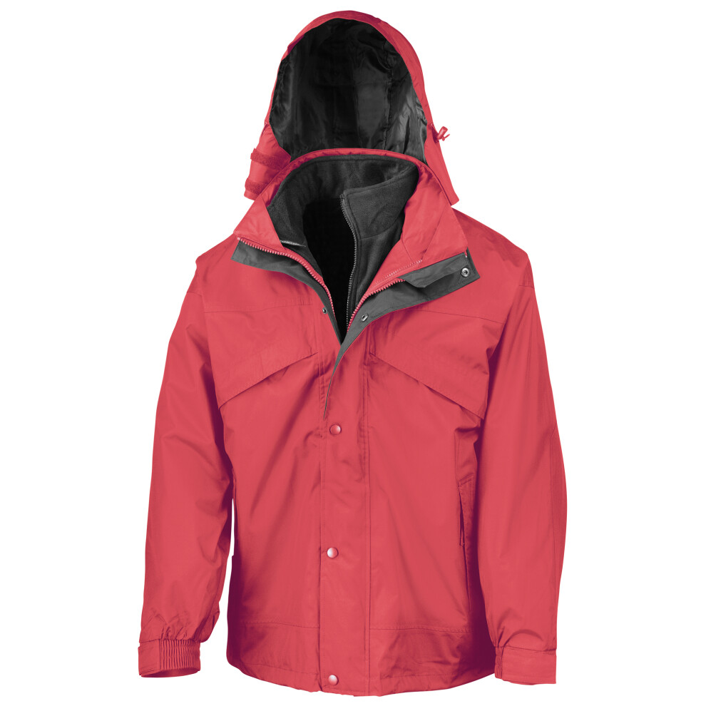(L, Red) Result Mens 3 In 1 Zip And Clip StormDri Waterproof Windproof Jacket