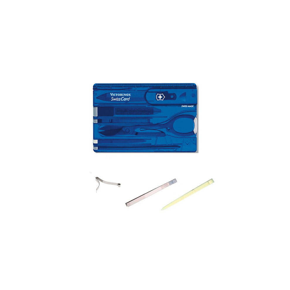 (blue) Victorinox Swiss Card and spares - Multi Function Swisscard Tool various colours