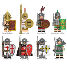 8-Pcs Medieval Mini Action Figure Set - Knights, Rome, Sparta Warriors Building Block Toys for Kids