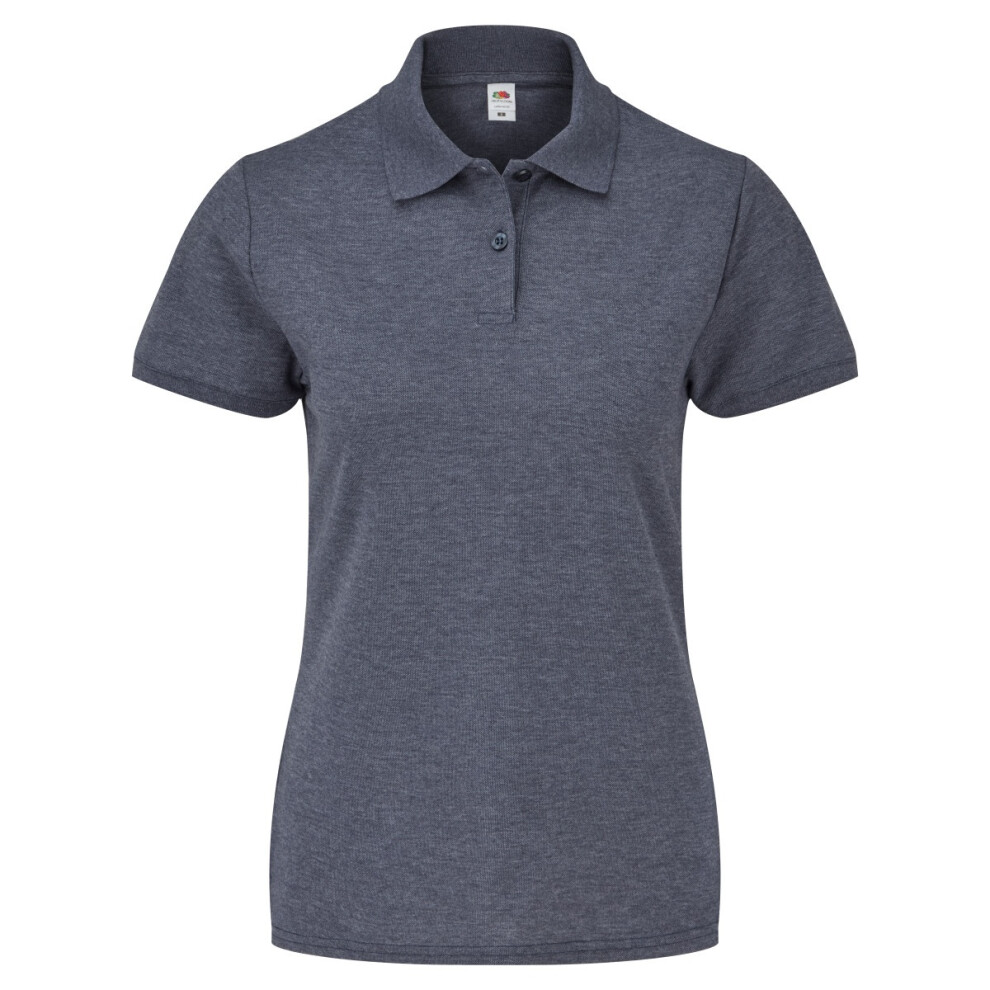 (XS, Heather Navy) Fruit Of The Loom Womens Lady-Fit 65/35 Short Sleeve Polo Shirt
