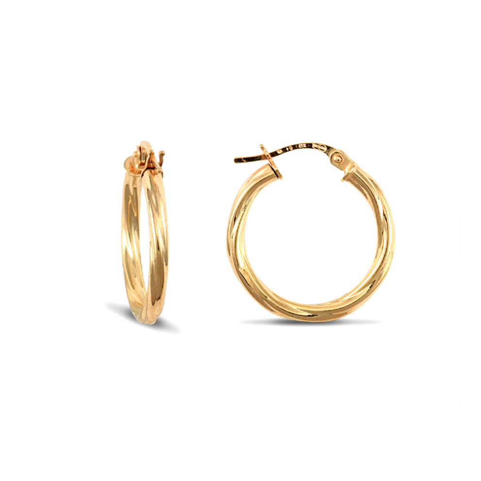 9ct Gold  Twisted 2.5mm Hoop Earrings 20mm - JER560B