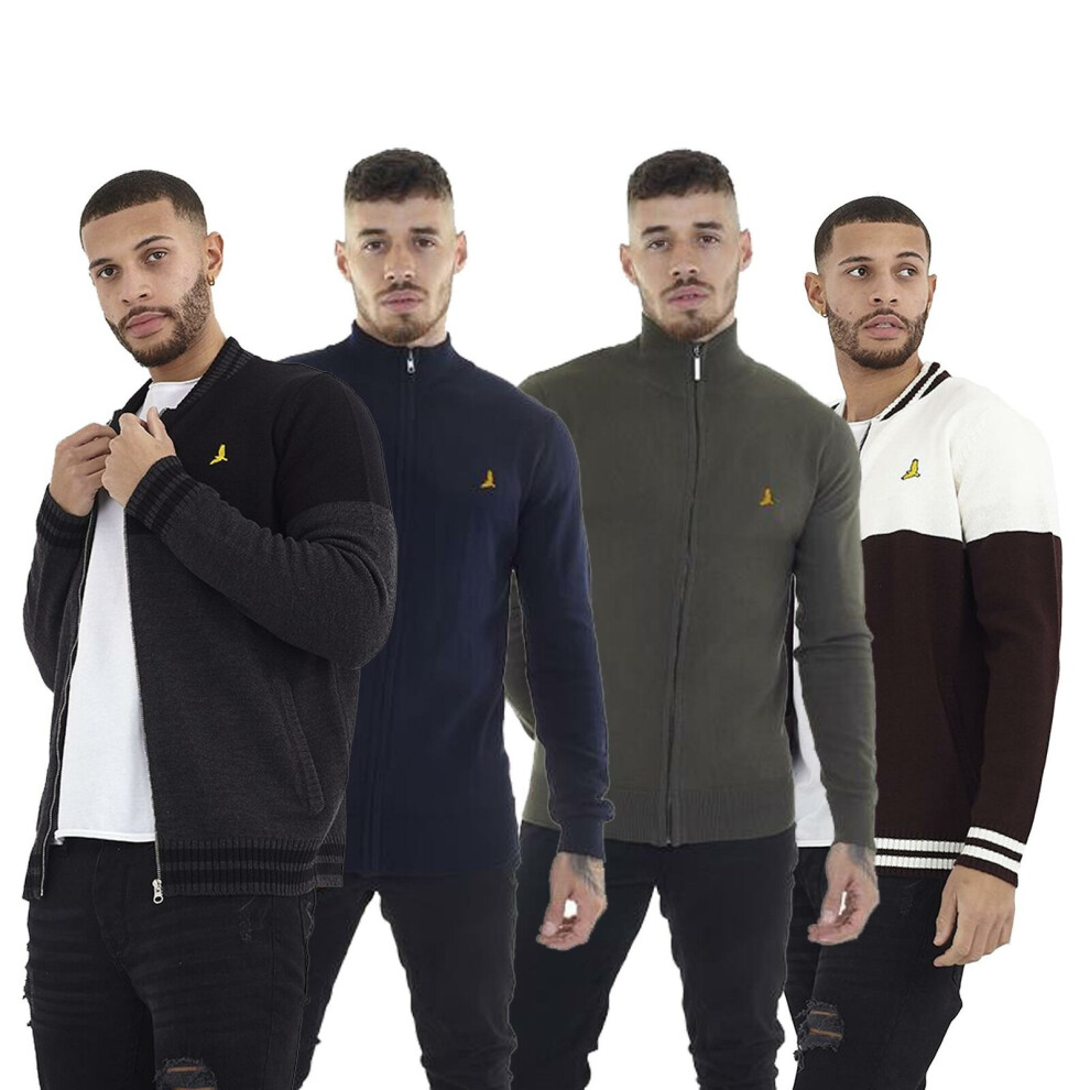 (M, Edmond - Charcoal) Mens Brave Soul Zipped Jumper 