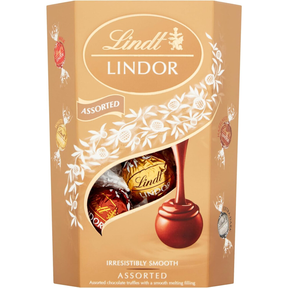 Lindt Lindor Assorted Chocolate Truffles Box Approx 16 balls, 200g Chocolate Truffles with a Smooth Melting Filling - Gift Present - Easter, Thank you