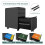 Dripex (Black) 3-Drawer Mobile Rolling File Cabinet Lockable 6