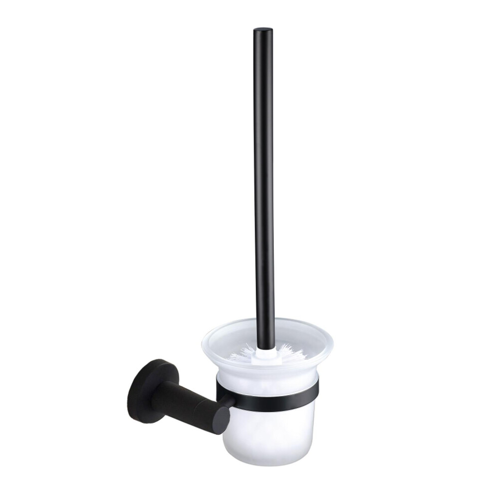 Nes Home Sensi Round Black Matte Wall Mounted Toilet Brush Holder