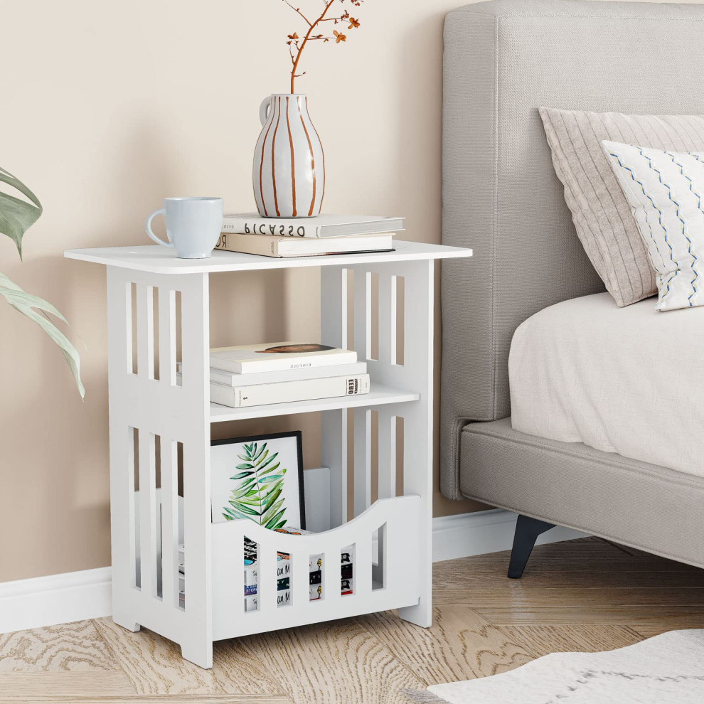 (Square Design? 30*46*50) Dripex White Bedside Table