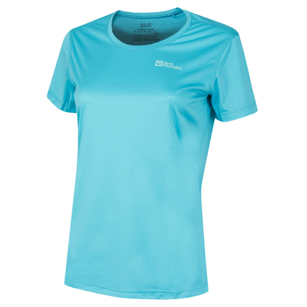 (XS, Scuba) Jack Wolfskin Womens Tech Moisture Wicking Quick Drying Lightweight T-Shirt